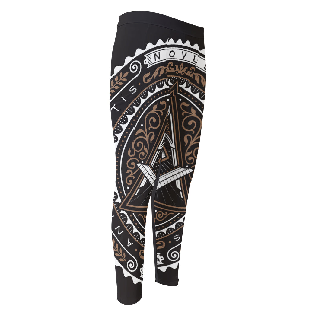 All Seeing Eye Symbol Print Men's Compression Pants