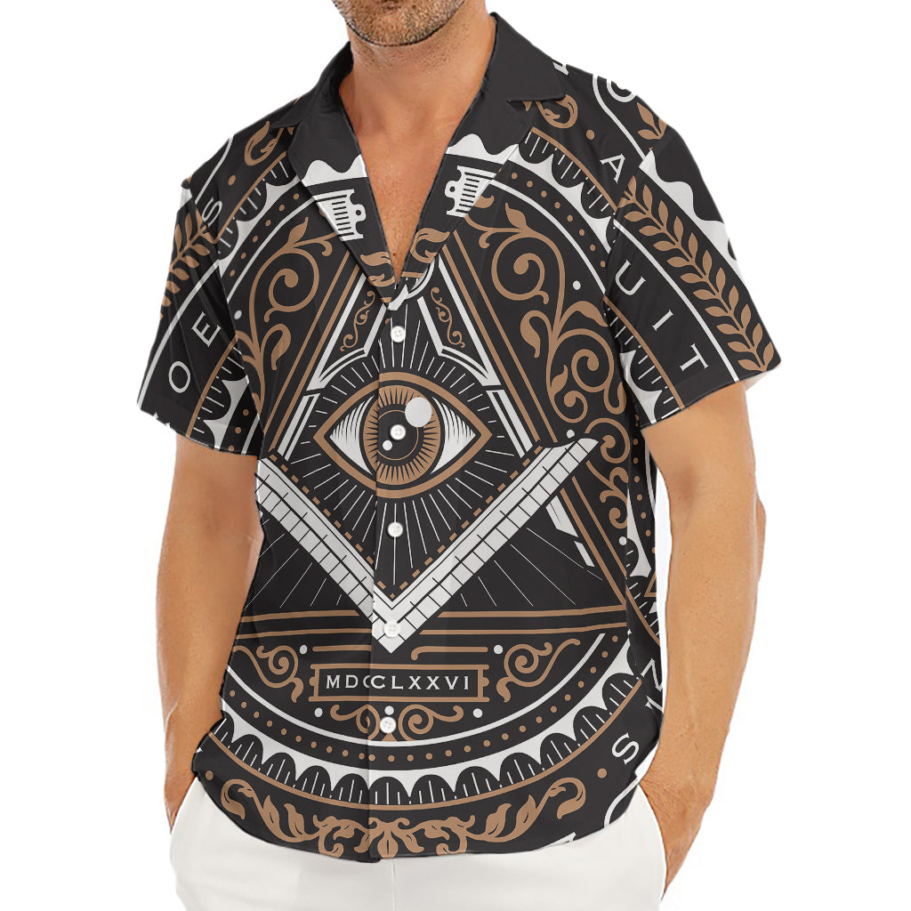 All Seeing Eye Symbol Print Men's Deep V-Neck Shirt