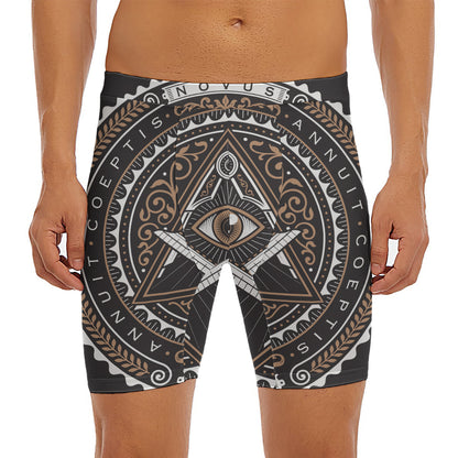 All Seeing Eye Symbol Print Men's Long Boxer Briefs