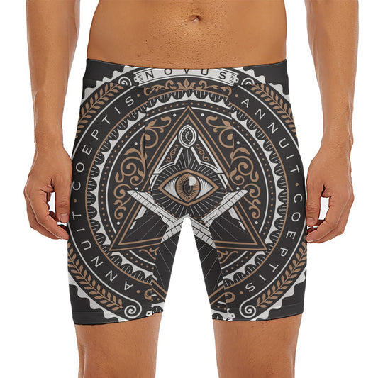 All Seeing Eye Symbol Print Men's Long Boxer Briefs