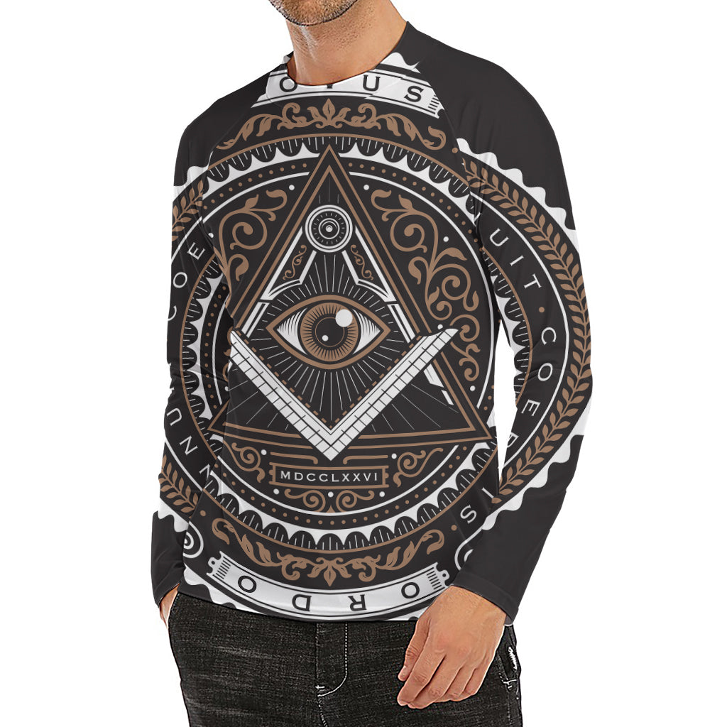 All Seeing Eye Symbol Print Men's Long Sleeve Rash Guard