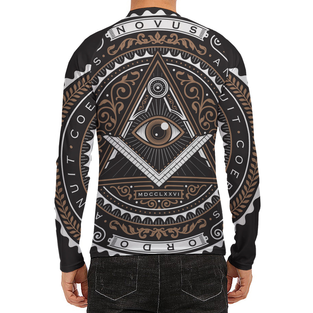 All Seeing Eye Symbol Print Men's Long Sleeve Rash Guard