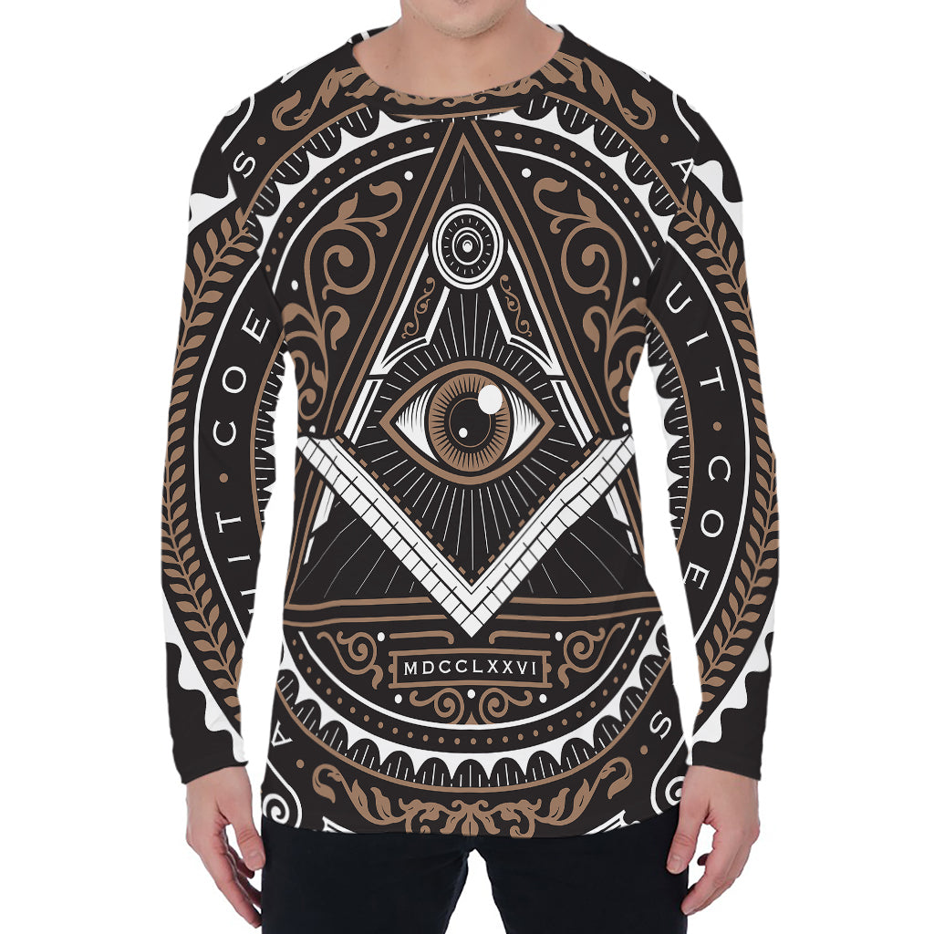 All Seeing Eye Symbol Print Men's Long Sleeve T-Shirt