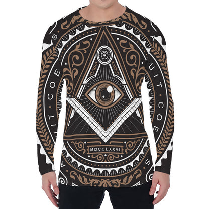All Seeing Eye Symbol Print Men's Long Sleeve T-Shirt