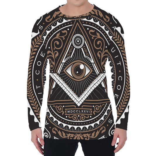 All Seeing Eye Symbol Print Men's Long Sleeve T-Shirt