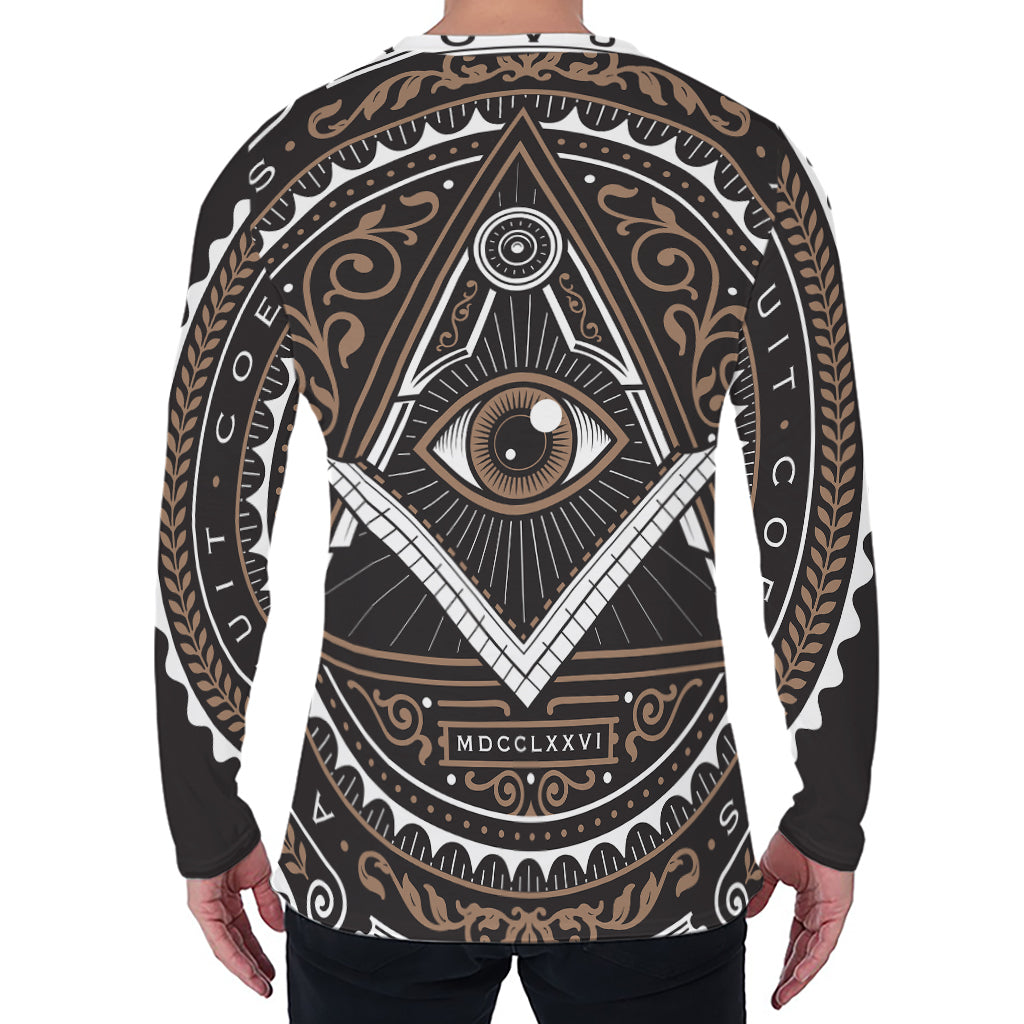 All Seeing Eye Symbol Print Men's Long Sleeve T-Shirt