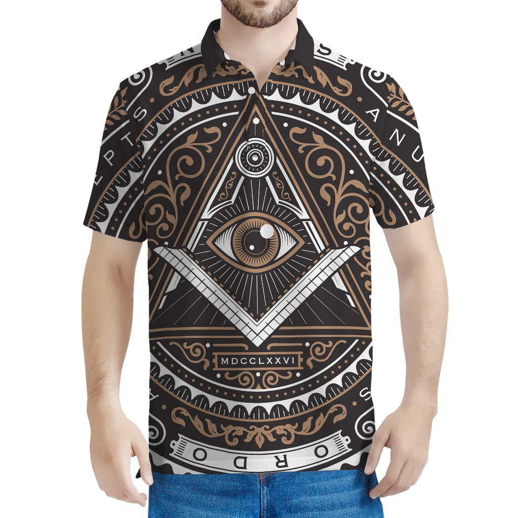 All Seeing Eye Symbol Print Men's Polo Shirt