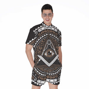 All Seeing Eye Symbol Print Men's Rompers