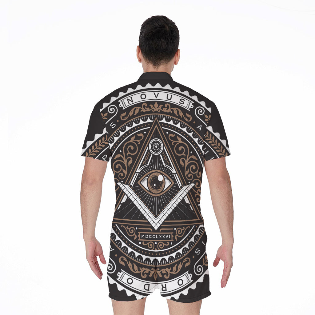 All Seeing Eye Symbol Print Men's Rompers