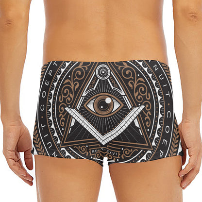 All Seeing Eye Symbol Print Men's Short Boxer Briefs