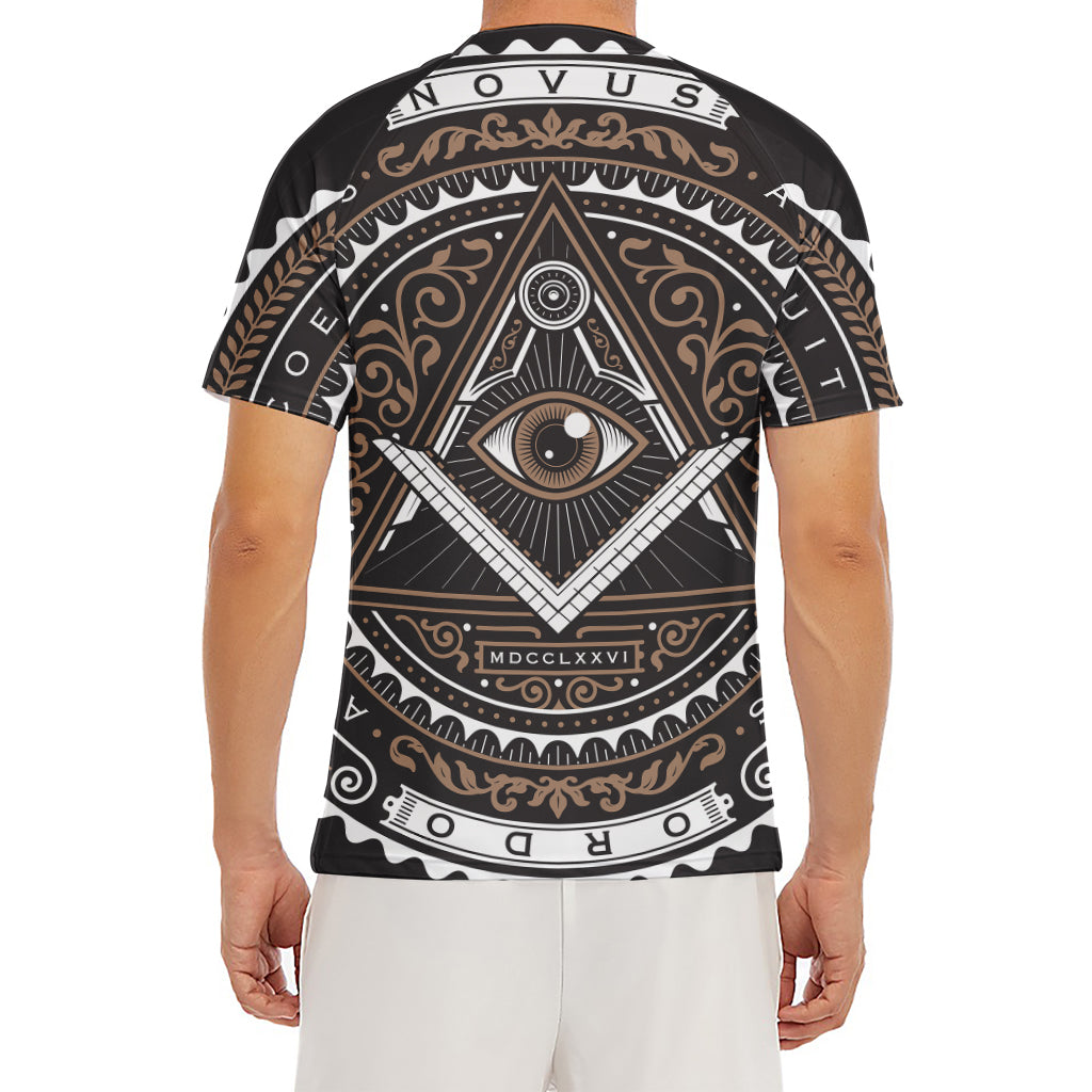 All Seeing Eye Symbol Print Men's Short Sleeve Rash Guard