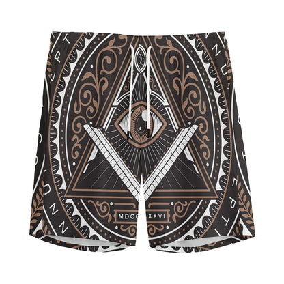 All Seeing Eye Symbol Print Men's Sports Shorts