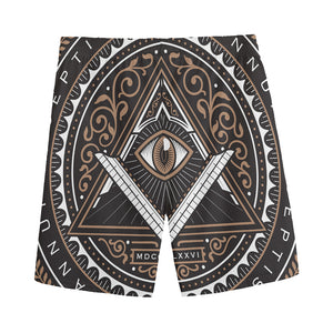 All Seeing Eye Symbol Print Men's Sports Shorts