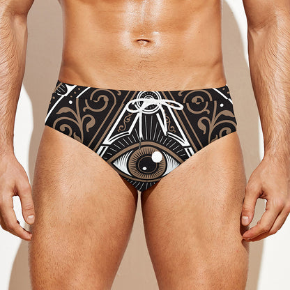 All Seeing Eye Symbol Print Men's Swim Briefs