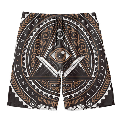 All Seeing Eye Symbol Print Men's Swim Trunks