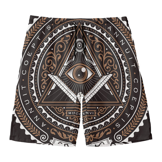 All Seeing Eye Symbol Print Men's Swim Trunks