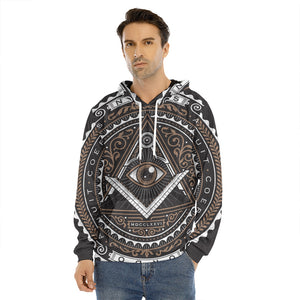 All Seeing Eye Symbol Print Men's Velvet Pullover Hoodie