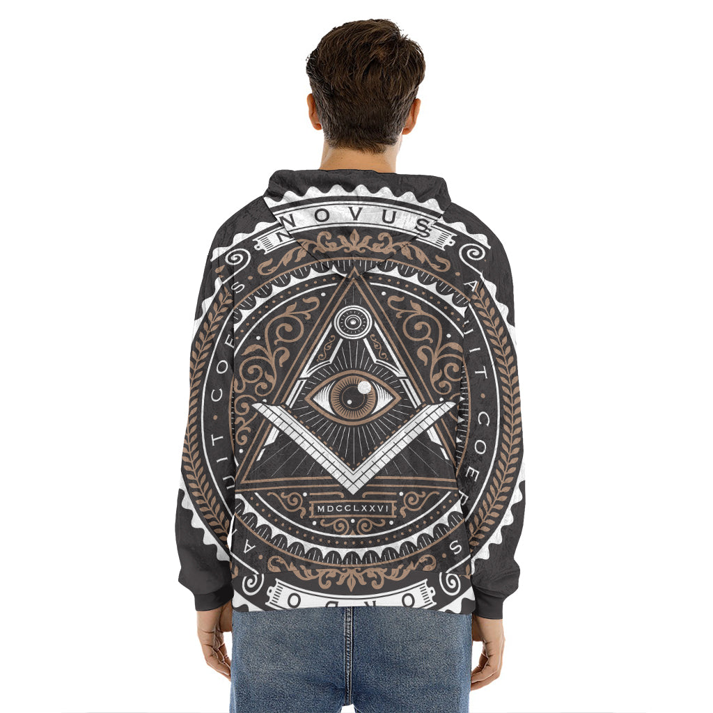 All Seeing Eye Symbol Print Men's Velvet Pullover Hoodie