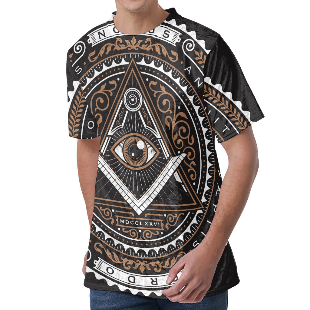 All Seeing Eye Symbol Print Men's Velvet T-Shirt