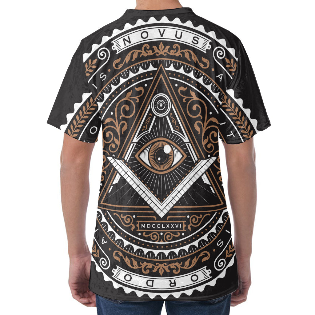 All Seeing Eye Symbol Print Men's Velvet T-Shirt