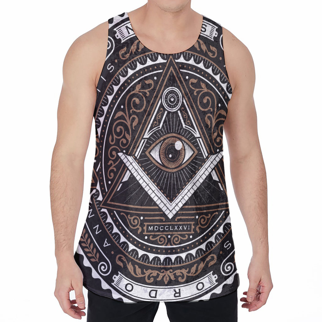 All Seeing Eye Symbol Print Men's Velvet Tank Top