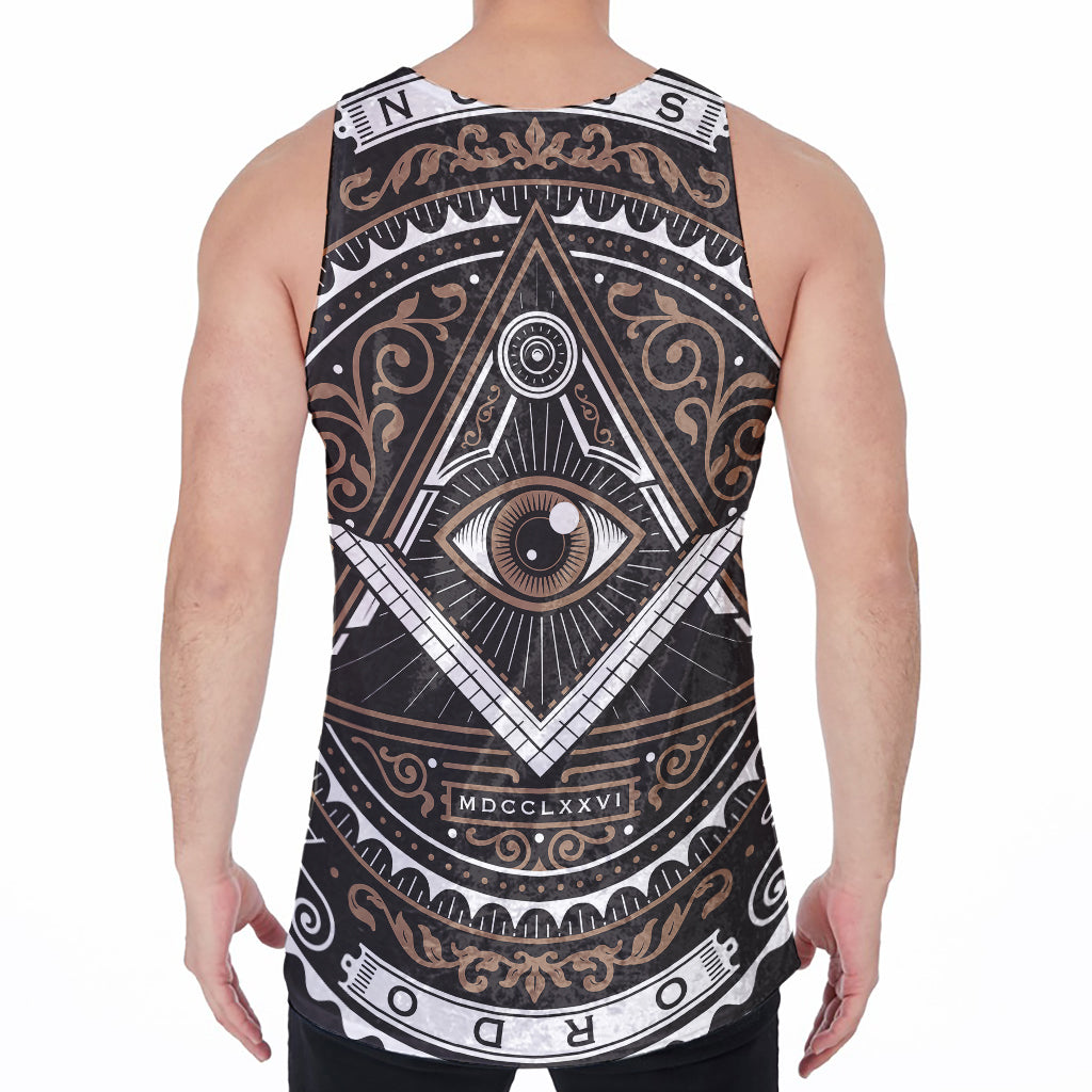 All Seeing Eye Symbol Print Men's Velvet Tank Top