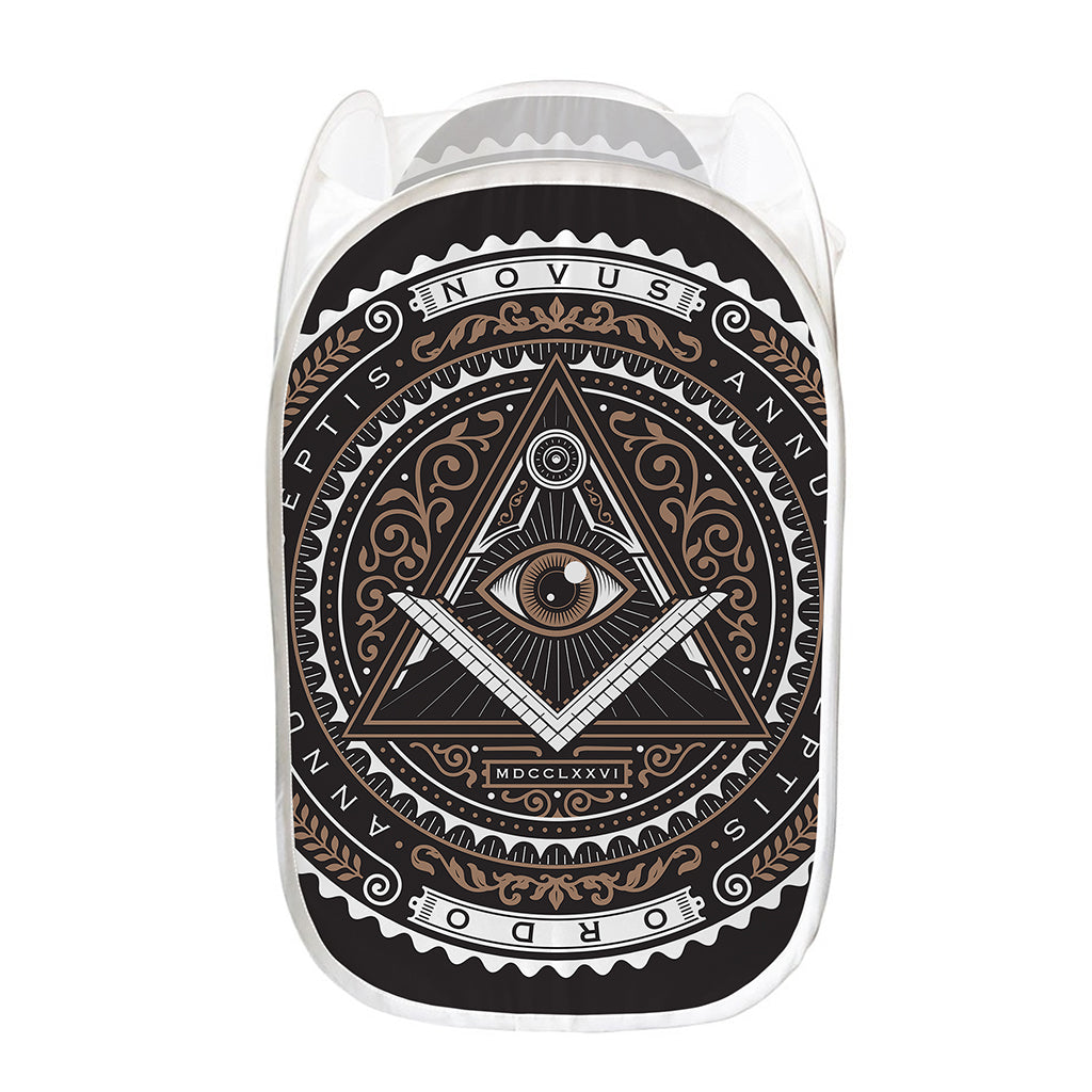 All Seeing Eye Symbol Print Mesh Laundry Hamper
