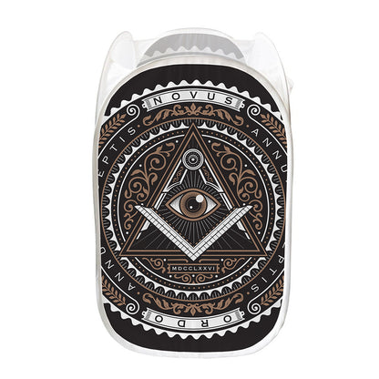 All Seeing Eye Symbol Print Mesh Laundry Hamper
