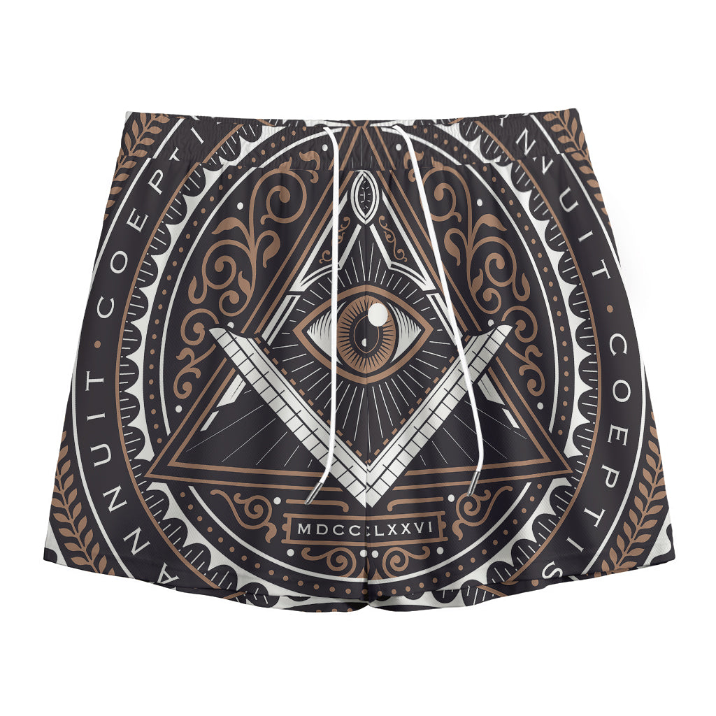 All Seeing Eye Symbol Print Mesh Shorts