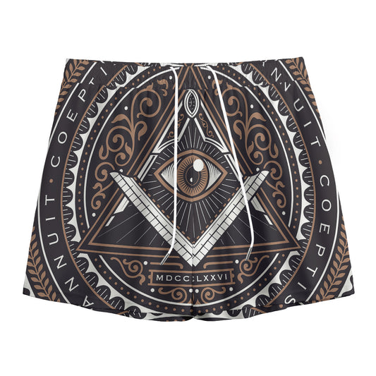 All Seeing Eye Symbol Print Mesh Shorts