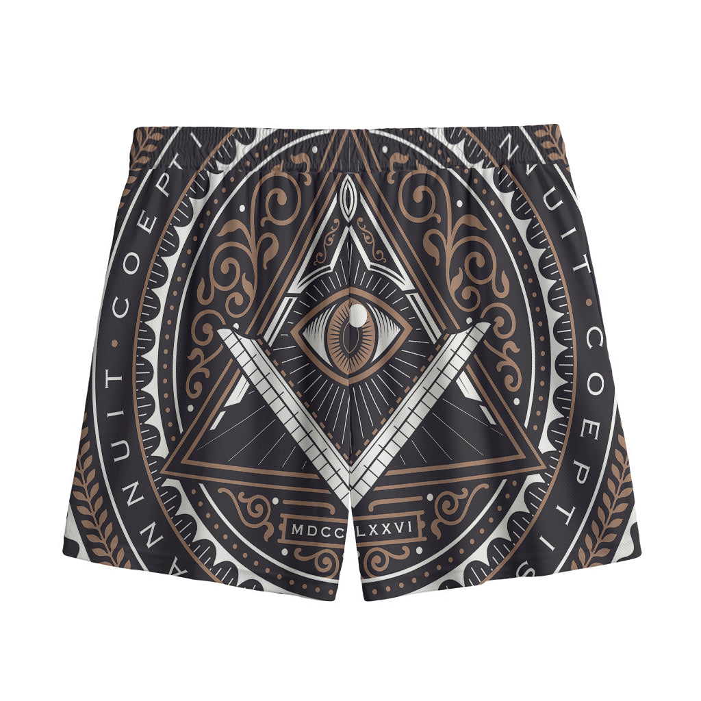 All Seeing Eye Symbol Print Mesh Shorts