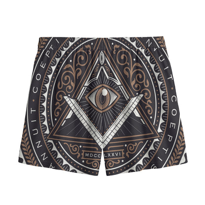 All Seeing Eye Symbol Print Mesh Shorts