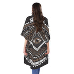 All Seeing Eye Symbol Print Open Front Beach Cover Up