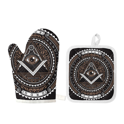 All Seeing Eye Symbol Print Oven Mitt And Pot Holder Set