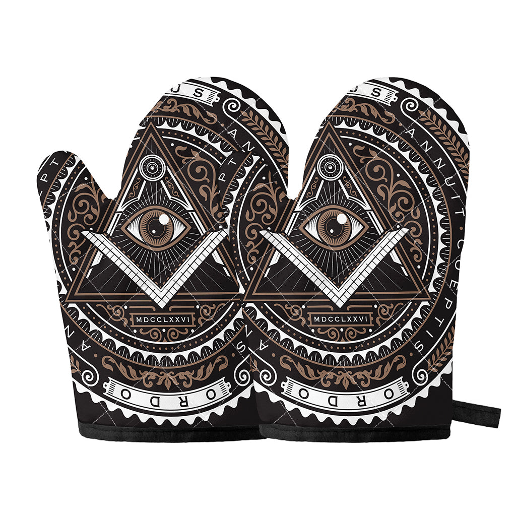 All Seeing Eye Symbol Print Oven Mitts