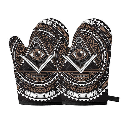 All Seeing Eye Symbol Print Oven Mitts