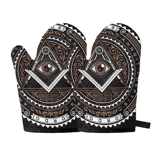All Seeing Eye Symbol Print Oven Mitts