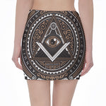 All Seeing Eye Symbol Print Pencil Mini Skirt