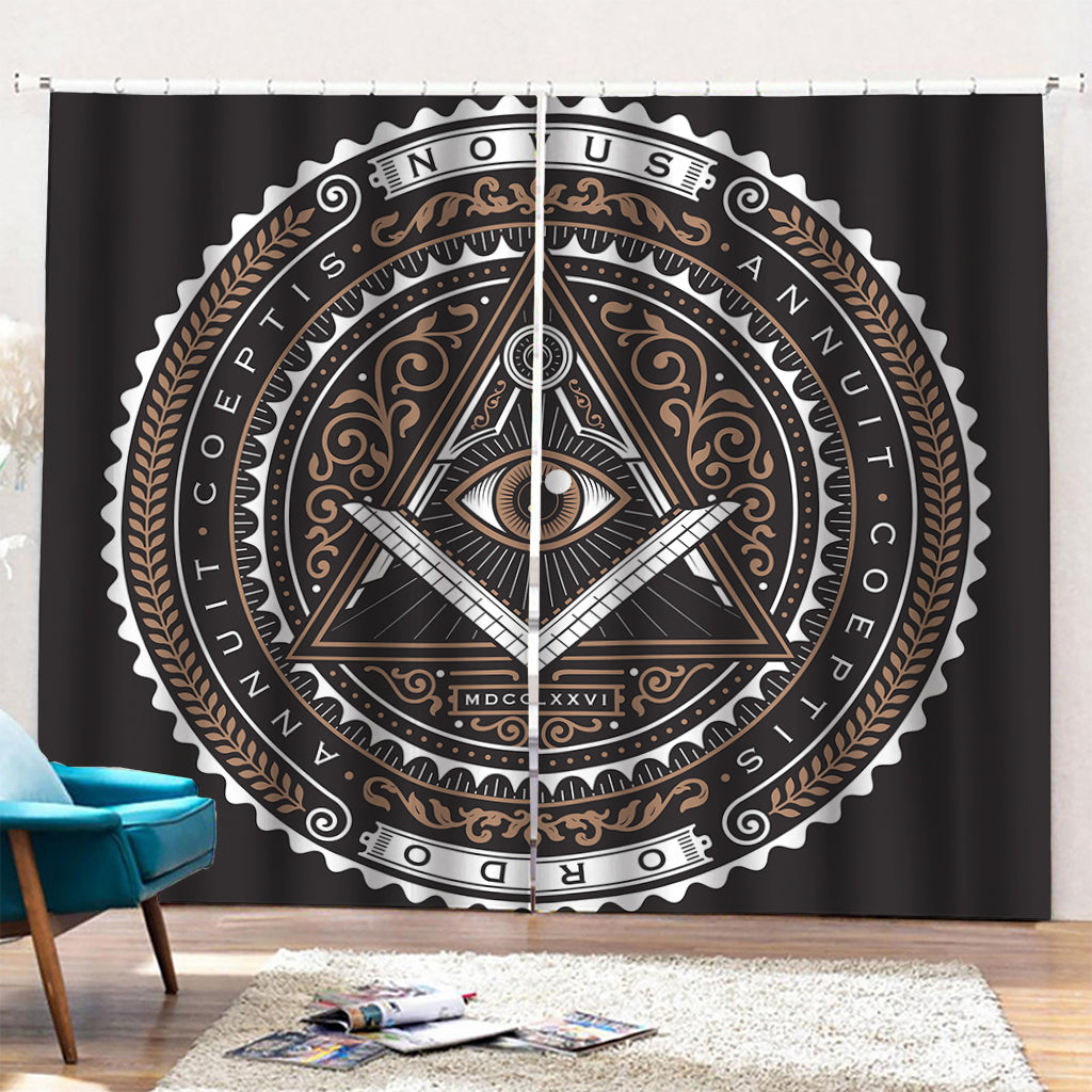 All Seeing Eye Symbol Print Pencil Pleat Curtains