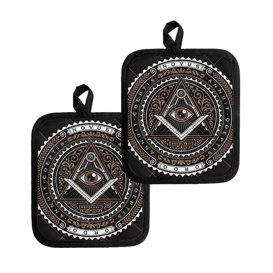 All Seeing Eye Symbol Print Pot Holders