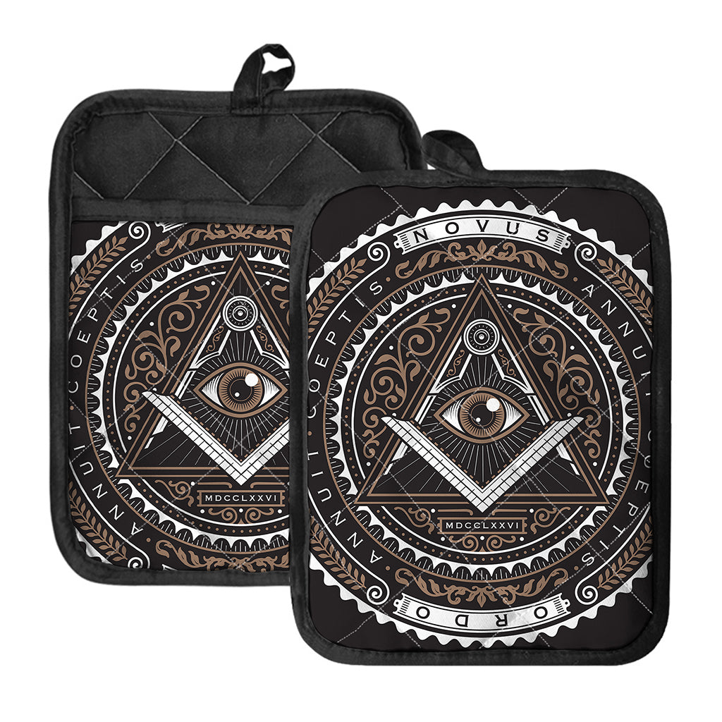 All Seeing Eye Symbol Print Pot Holders With Pocket