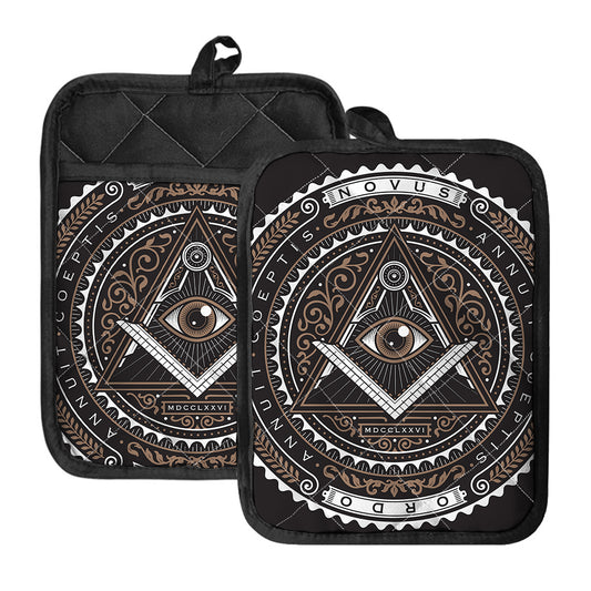 All Seeing Eye Symbol Print Pot Holders With Pocket