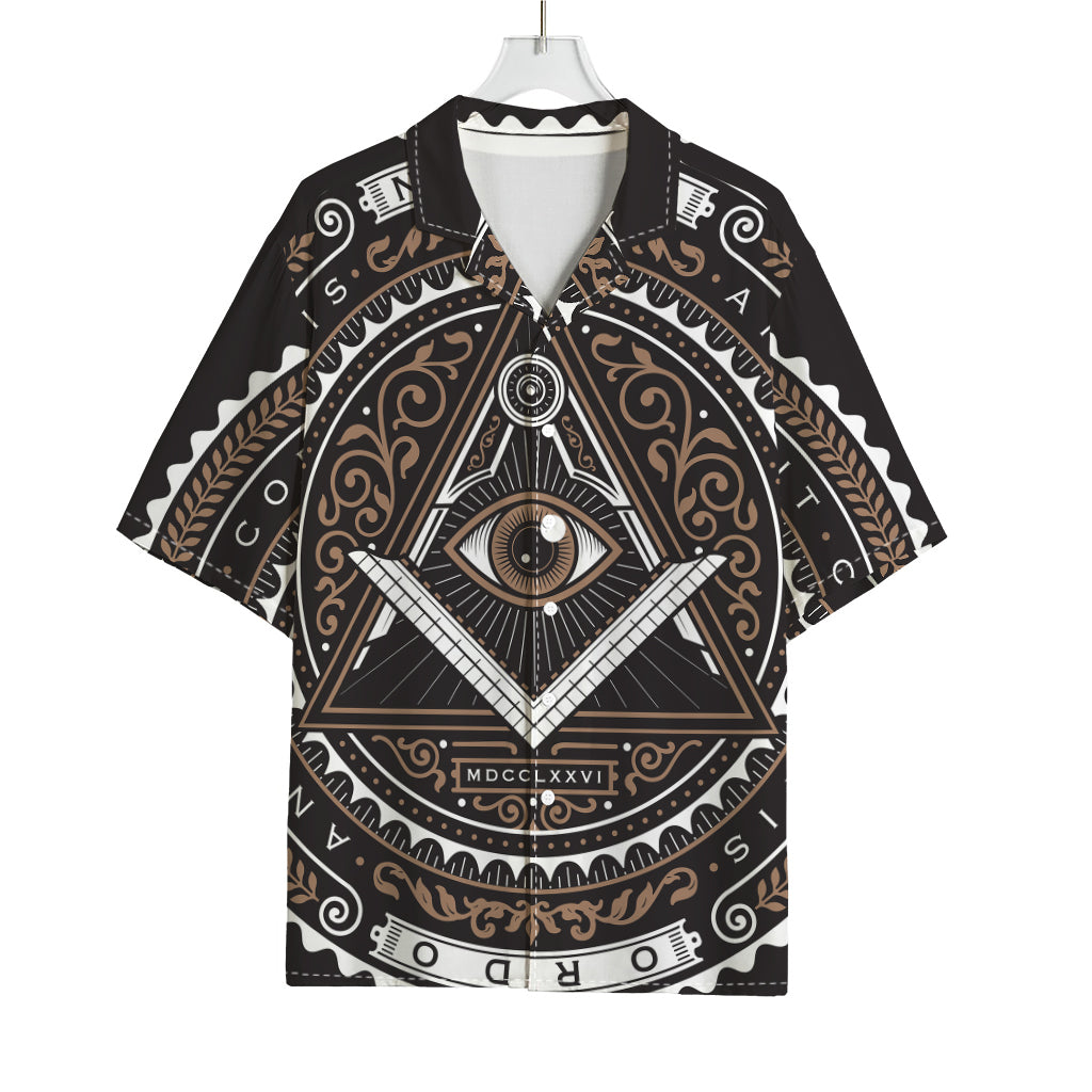 All Seeing Eye Symbol Print Rayon Hawaiian Shirt