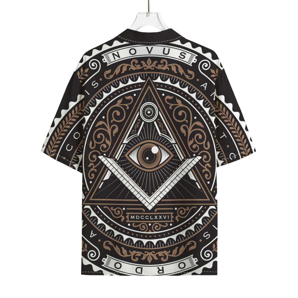 All Seeing Eye Symbol Print Rayon Hawaiian Shirt