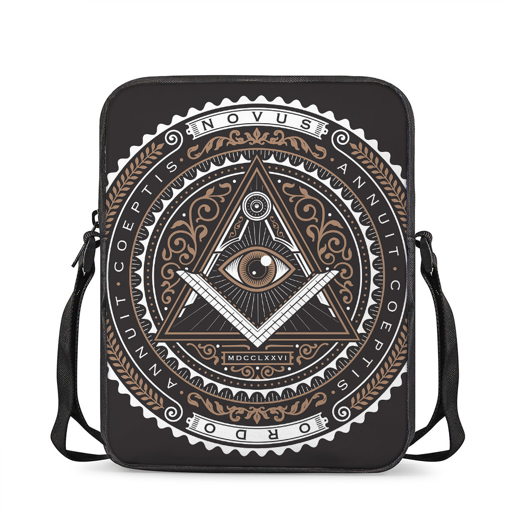 All Seeing Eye Symbol Print Rectangular Crossbody Bag