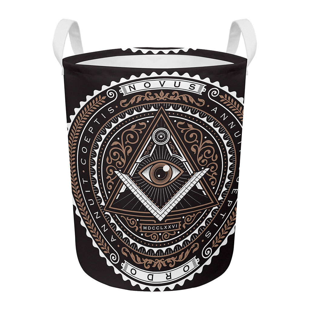 All Seeing Eye Symbol Print Round Laundry Basket