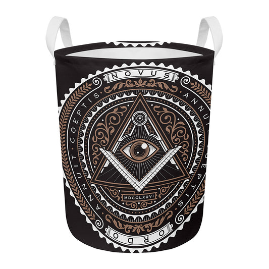 All Seeing Eye Symbol Print Round Laundry Basket