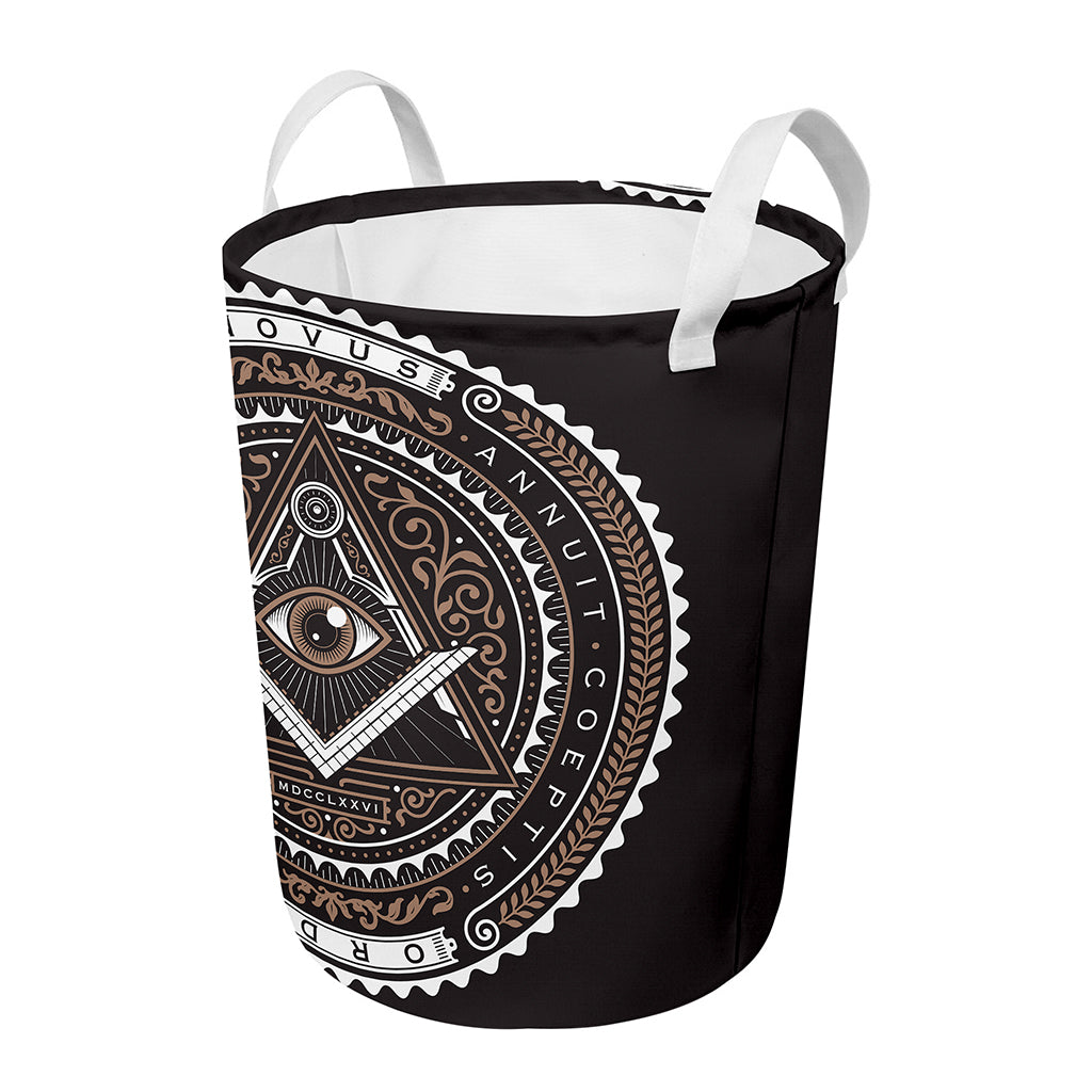 All Seeing Eye Symbol Print Round Laundry Basket
