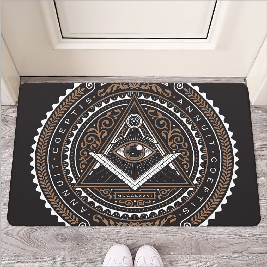 All Seeing Eye Symbol Print Rubber Doormat