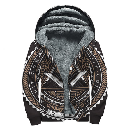 All Seeing Eye Symbol Print Sherpa Lined Zip Up Hoodie